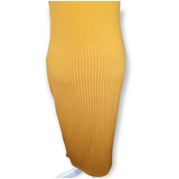 SHEIN MUSTARD CUTOUT BODYCON DRESS SZ.L EUC.  GORGEOUS DRESS IN EXCELLENT USED C - Picture 3 of 8